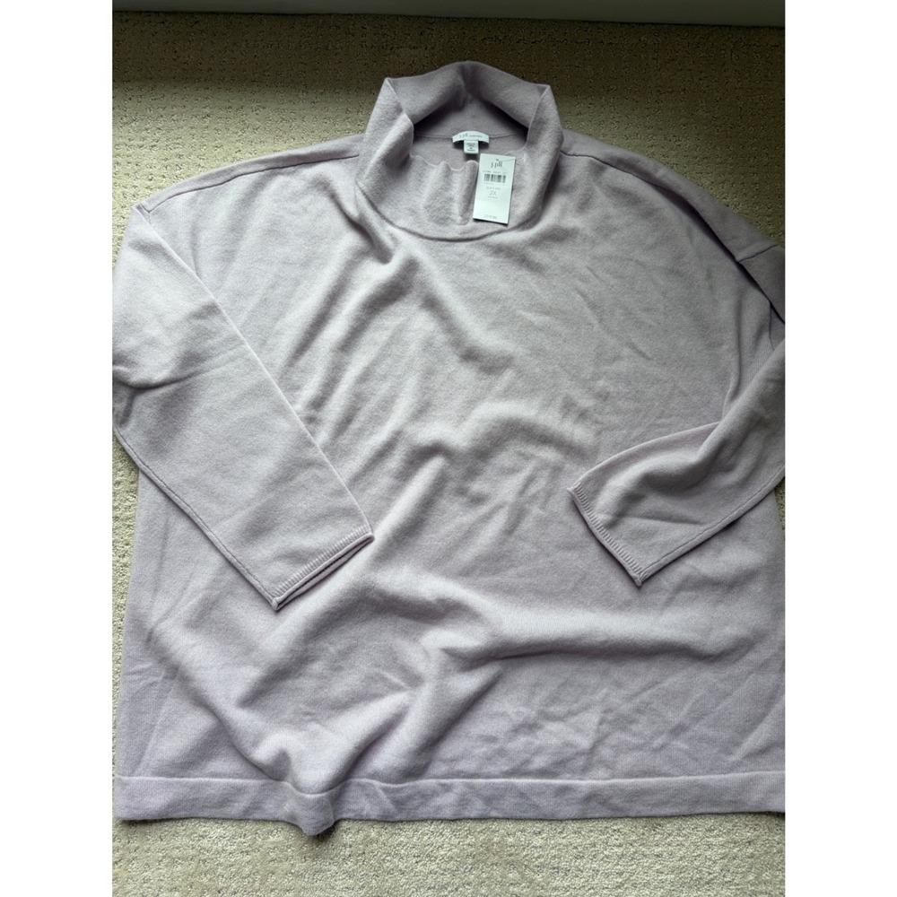 J. Jill 100% Cashmere Sweater 2X Iris Mock Neck Quiet Luxury Coastal Minimalist
